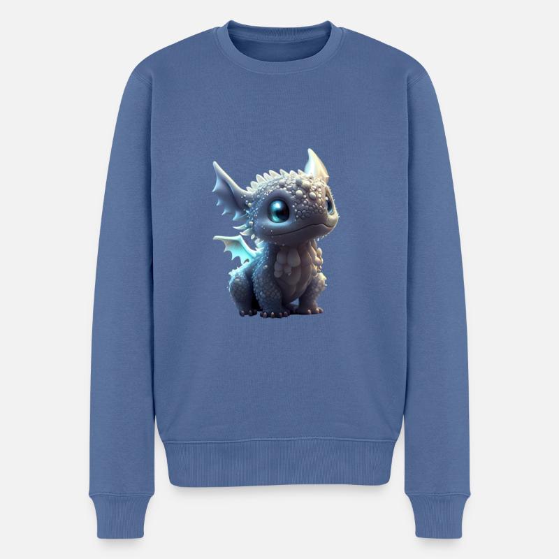 Kleiner Süßer Drache 8 - Männer Premium Bio Pullover - Taubenblau