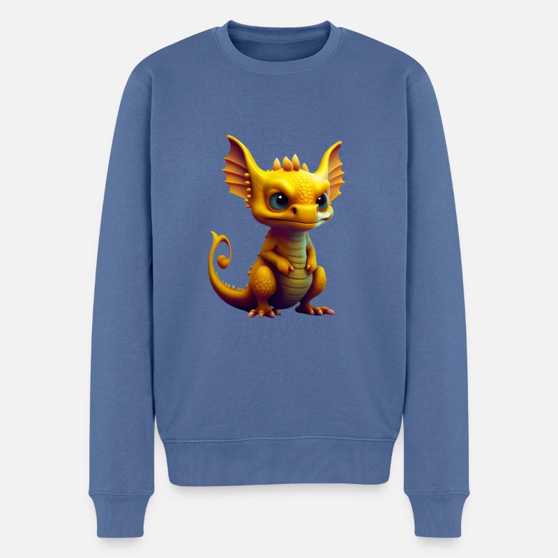 Kleiner Süßer Drache10 - Männer Premium Bio Pullover - Taubenblau