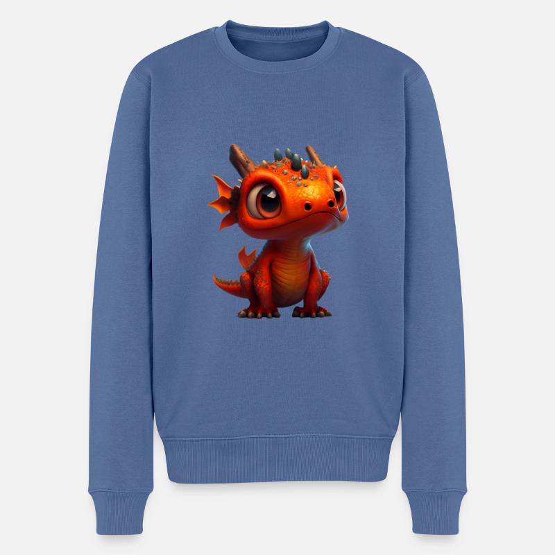 Kleiner Süßer Drache 9 - Männer Premium Bio Pullover - Taubenblau