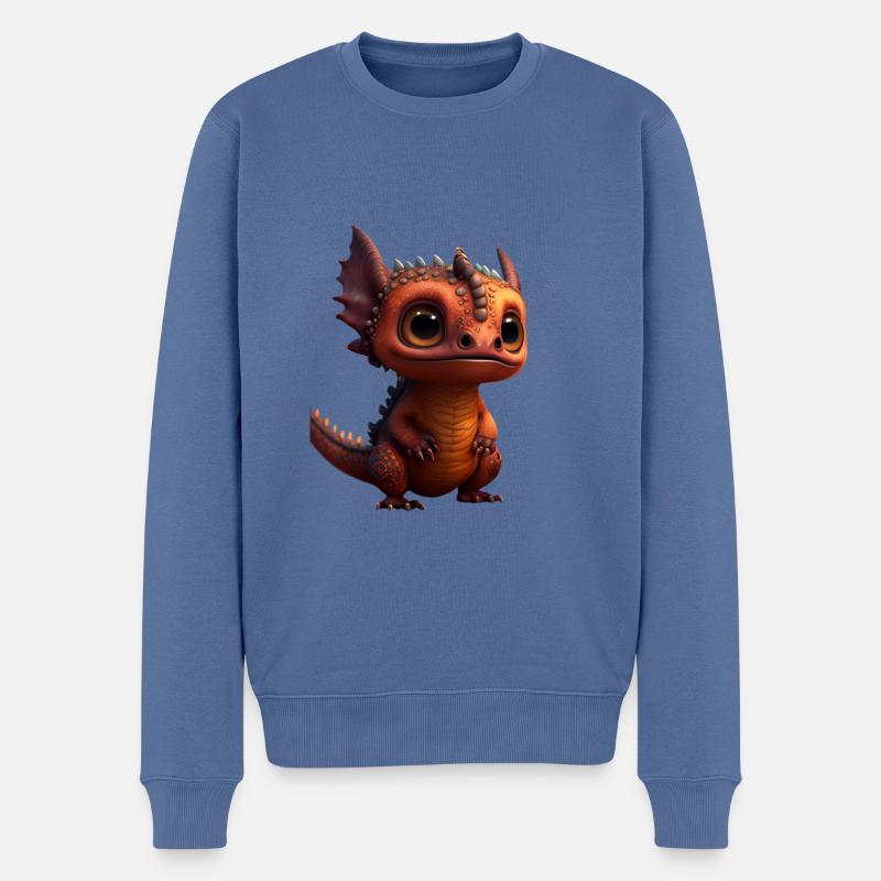 Kleiner Süßer Drache 11 - Männer Premium Bio Pullover - Taubenblau