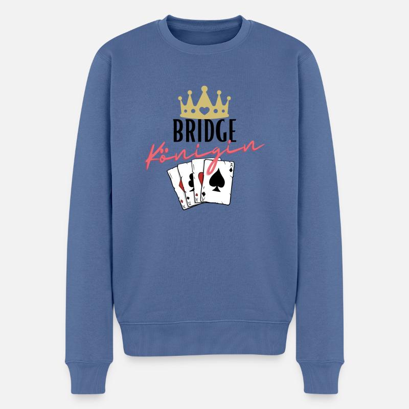 Bridge Königin - Männer Premium Bio Pullover - Taubenblau
