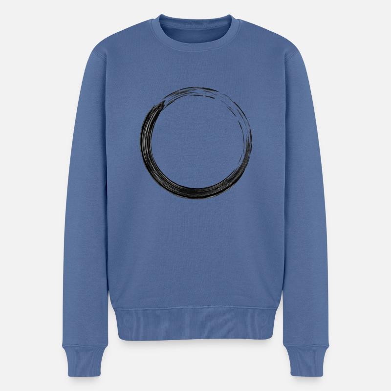Schwarzer Kreis - Männer Premium Bio Pullover - Taubenblau