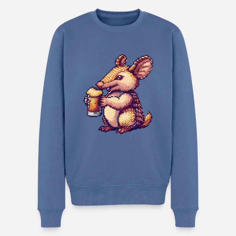 Armadillo Bière Pixel - Pull Premium bio Homme - bleu pigeon