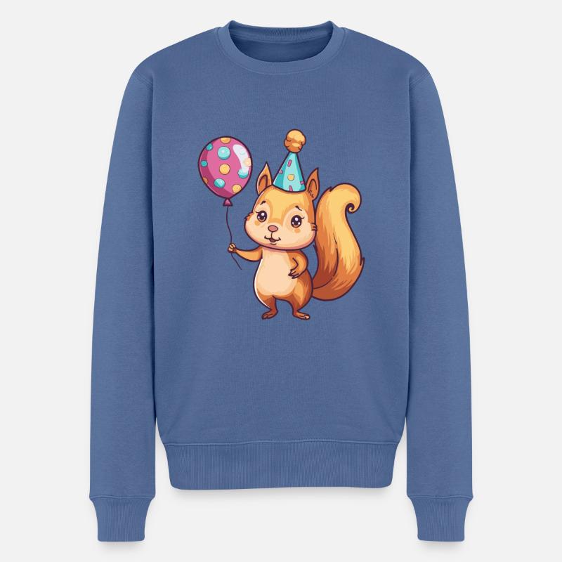 Squirrel Birthday Comic - Men's Premium Organic Jumper - stone blue