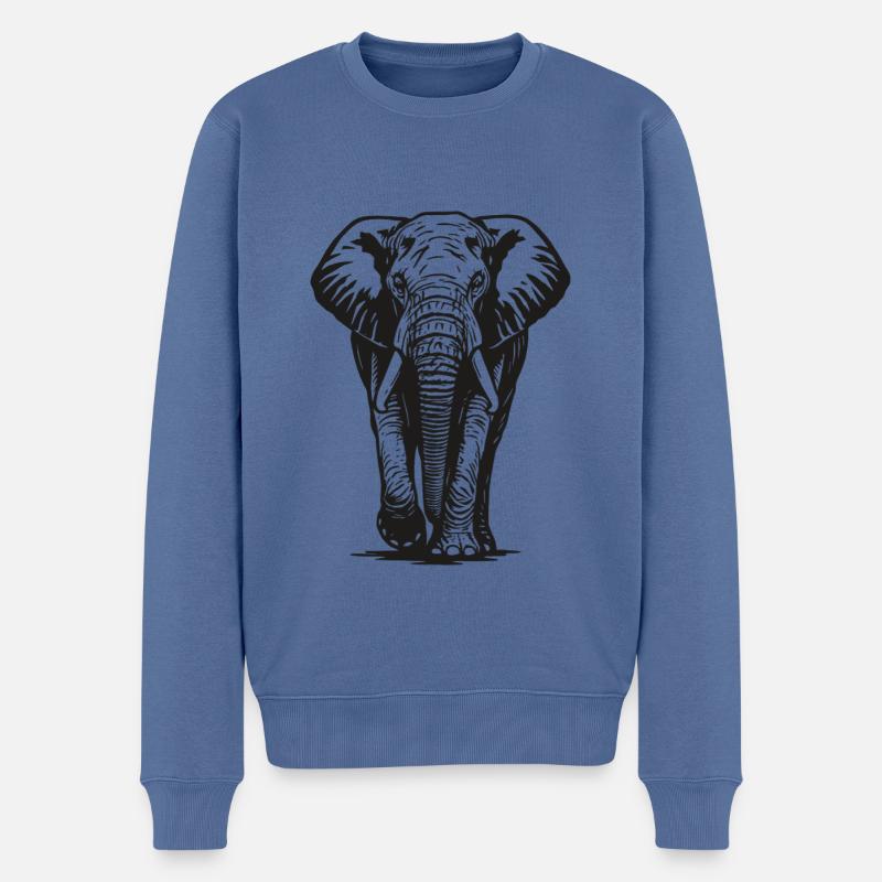 Elefant - Großwild, Stoßzahn, Elfenbein - Männer Premium Bio Pullover - Taubenblau