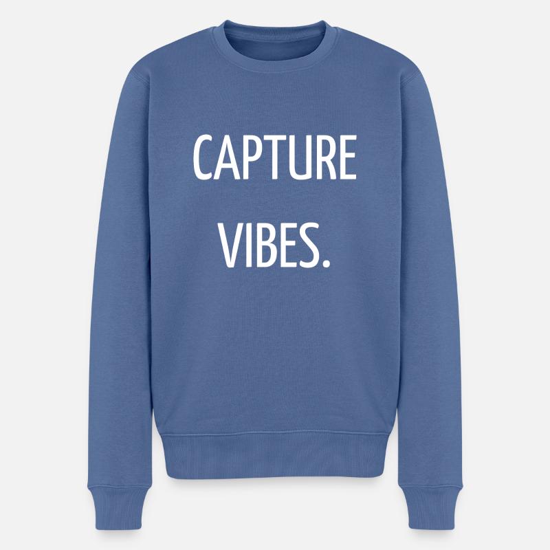 Vibes einfangen - Männer Premium Bio Pullover - Taubenblau