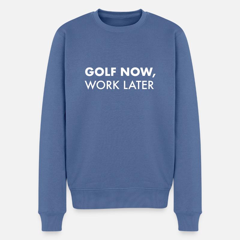 Golf now, work later - Männer Premium Bio Pullover - Taubenblau