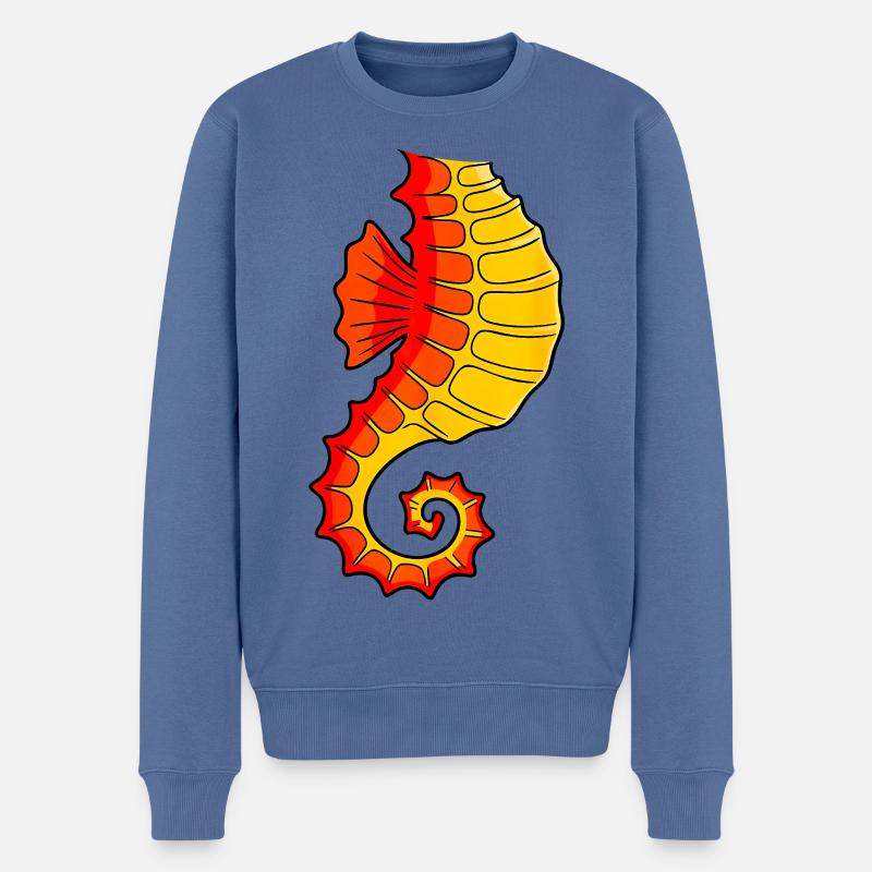 Seahorse - Männer Premium Bio Pullover - Taubenblau