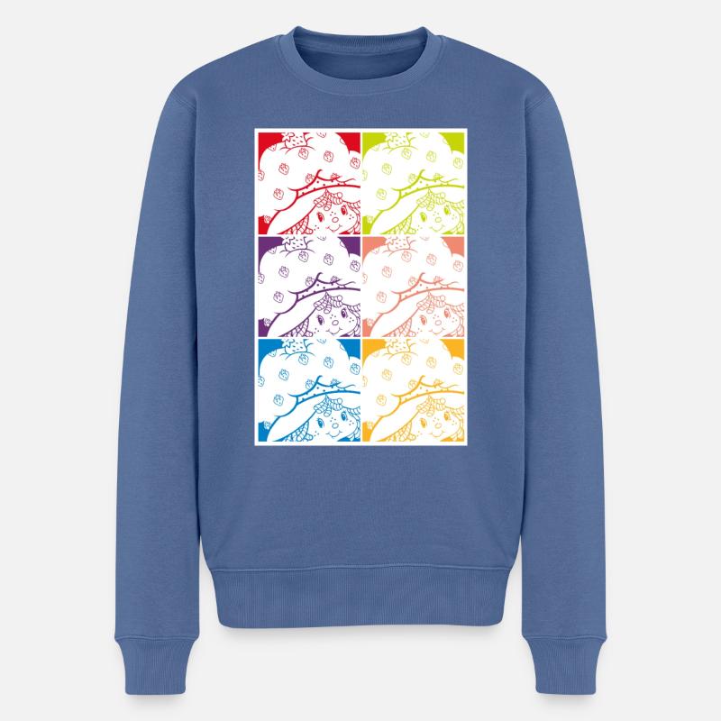 Emily Erdbeer Design In Regenbogenfarben - Männer Premium Bio Pullover - Taubenblau