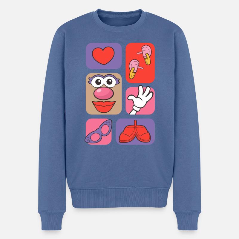 Mrs. Potato Head étalé - Pull Premium bio Homme - bleu pigeon
