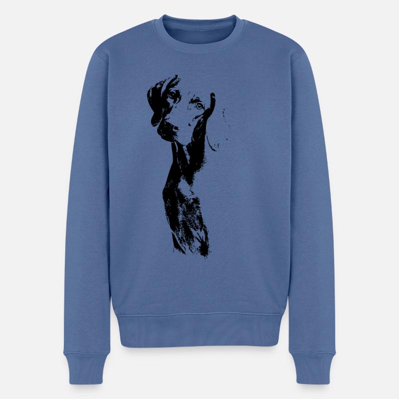 Braque de Weimar - Pull Premium bio Homme - bleu pigeon