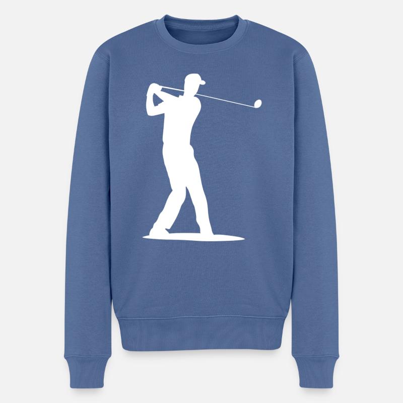 Silhouette de golfeur - Tee Golf - Pull Premium bio Homme - bleu pigeon