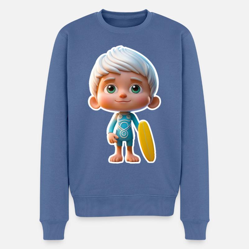 Petit surfeur 02 - Pull Premium bio Homme - bleu pigeon