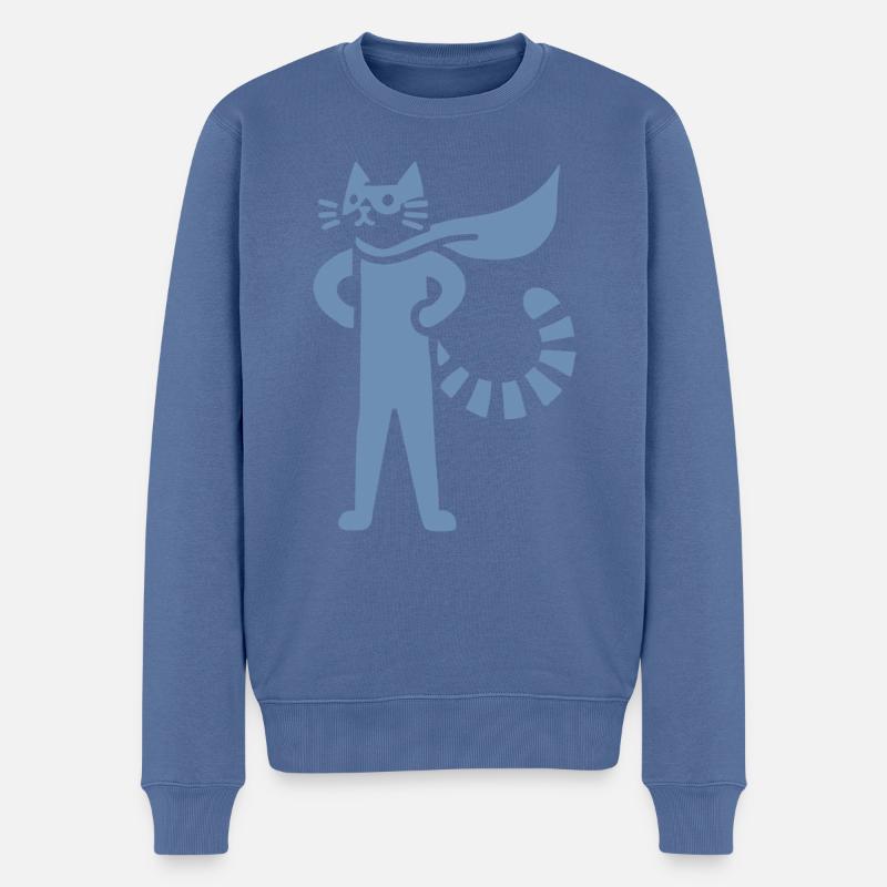 Katzen Superheld Held Silhouette Umhang - Männer Premium Bio Pullover - Taubenblau