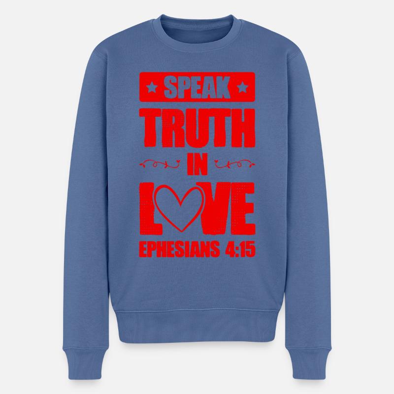 bibel liebe verse - Männer Premium Bio Pullover - Taubenblau