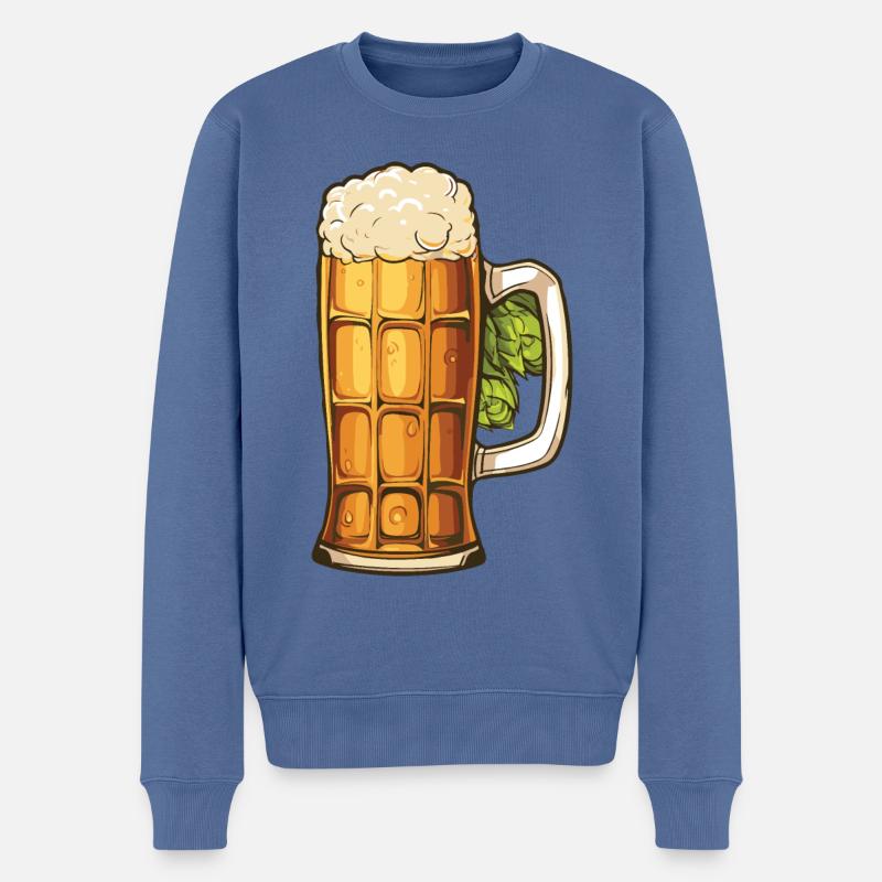 Bierglas Hopfen Bier - Männer Premium Bio Pullover - Taubenblau