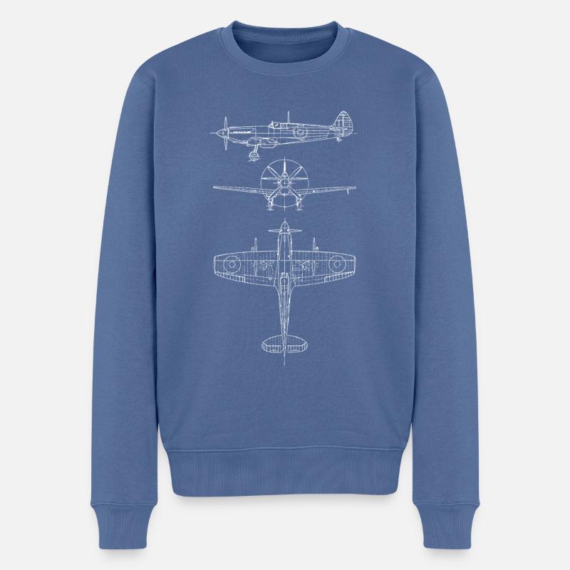 Spitfire Blueprint - Pull Premium bio Homme - bleu pigeon