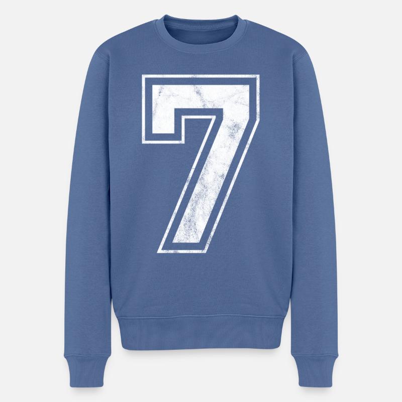 Numéro 7 - Pull Premium bio Homme - bleu pigeon