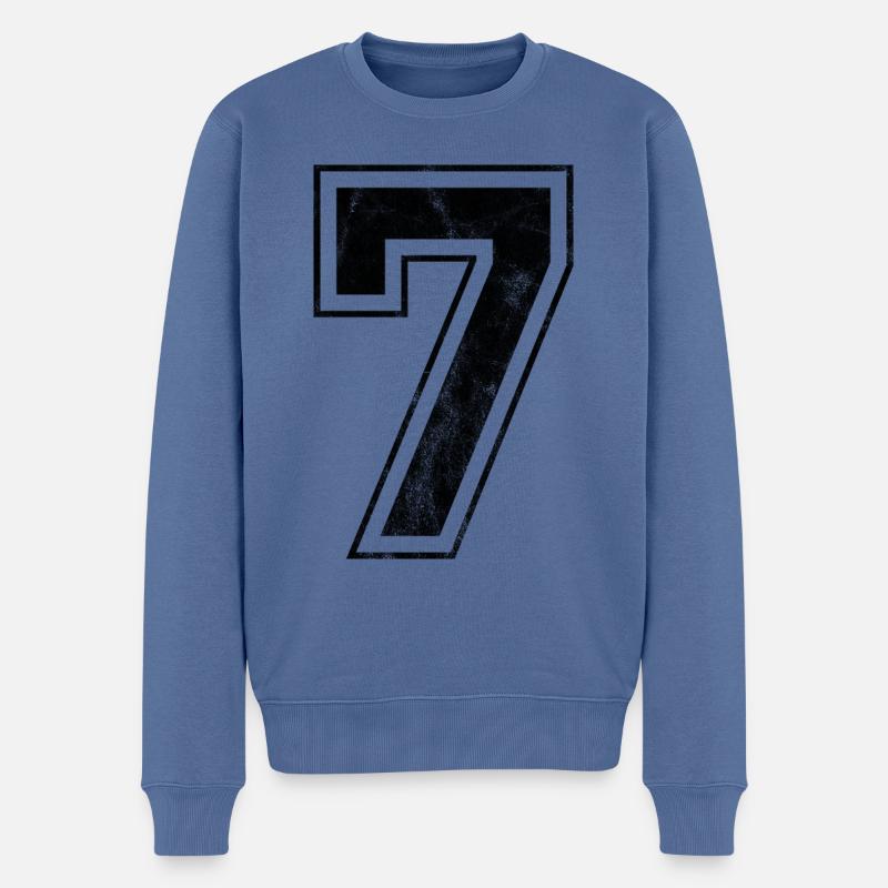 Numéro 7 - Pull Premium bio Homme - bleu pigeon