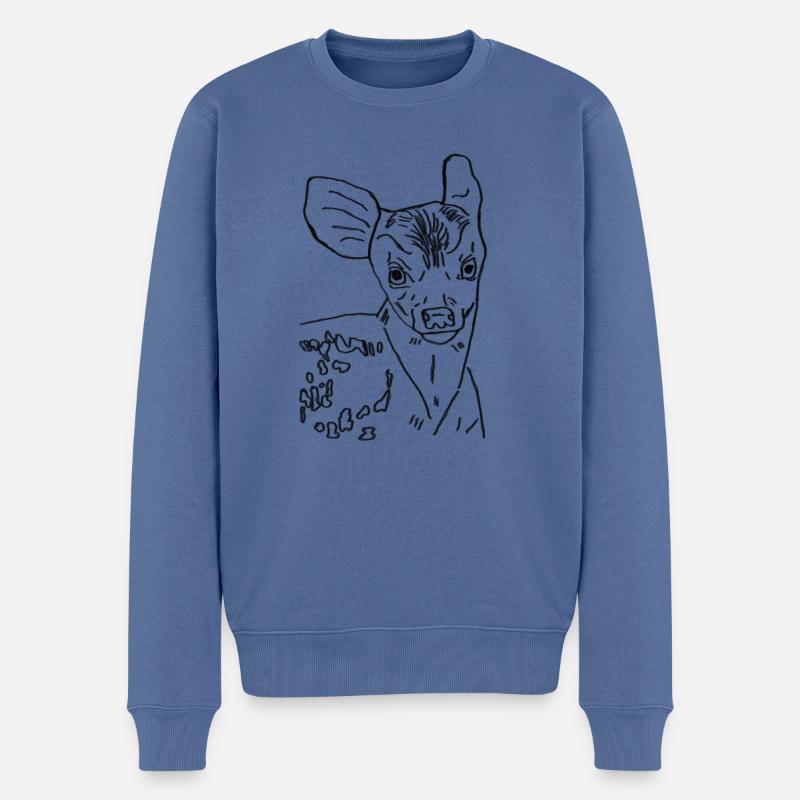 Reh Kitz schwarz - Männer Premium Bio Pullover - Taubenblau