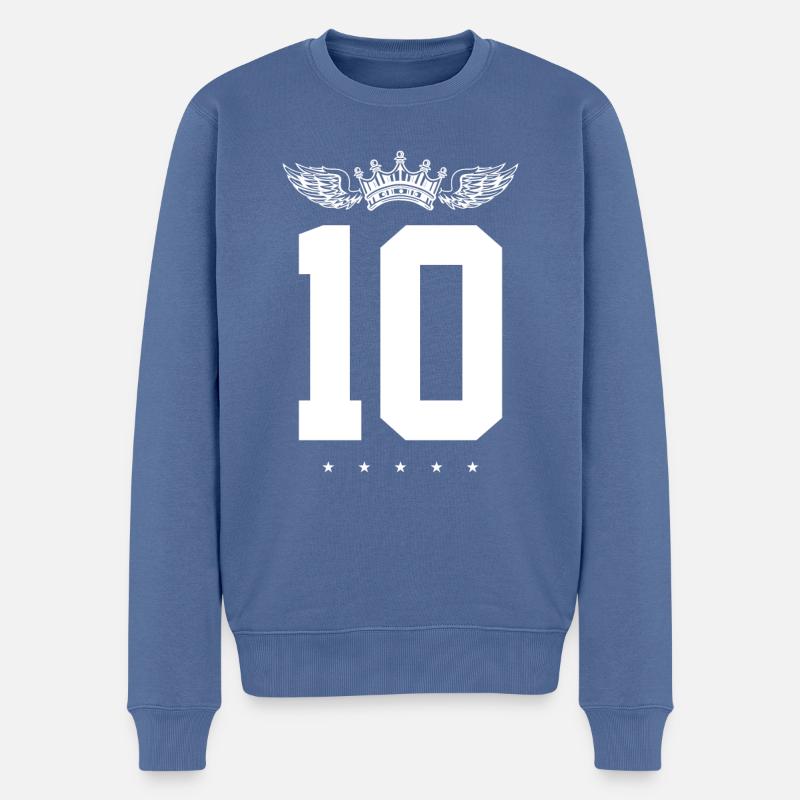 Couronne de 10 chiffres - Pull Premium bio Homme - bleu pigeon