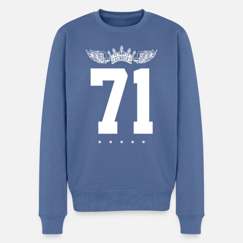 71 Couronne numérique - Pull Premium bio Homme - bleu pigeon