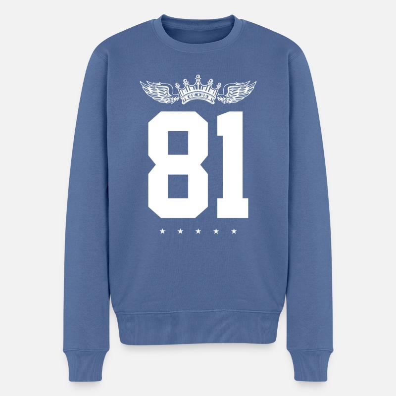 81 Couronne numérique - Pull Premium bio Homme - bleu pigeon