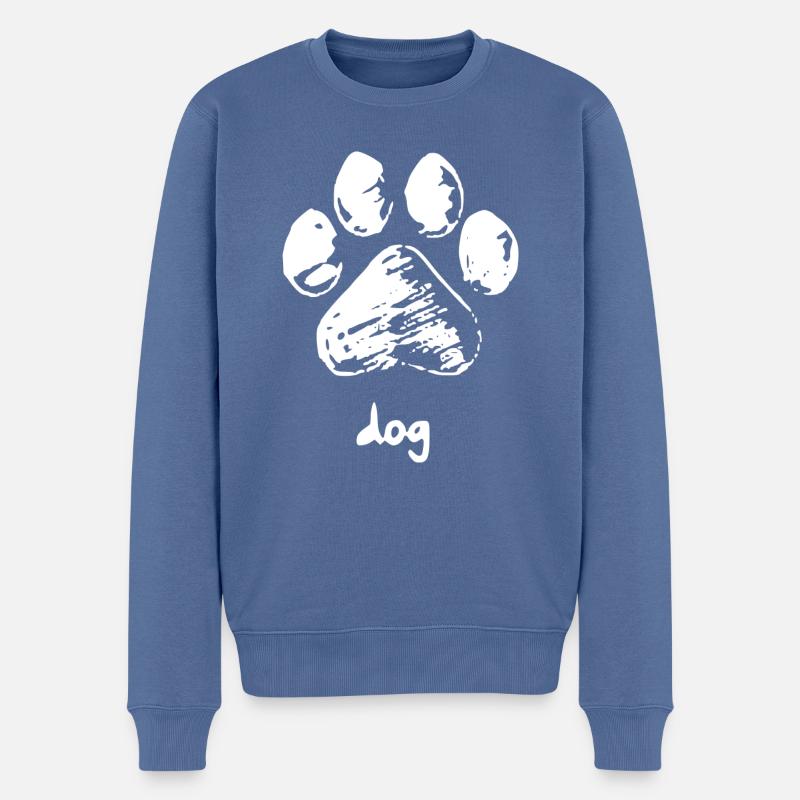 Hundepfote - Dog - Männer Premium Bio Pullover - Taubenblau