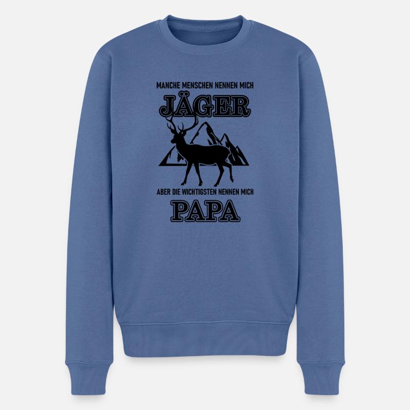Jäger und Papa - Männer Premium Bio Pullover - Taubenblau