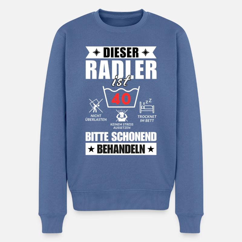 Dieser Radler ist 40. Schonend behandeln - Männer Premium Bio Pullover - Taubenblau