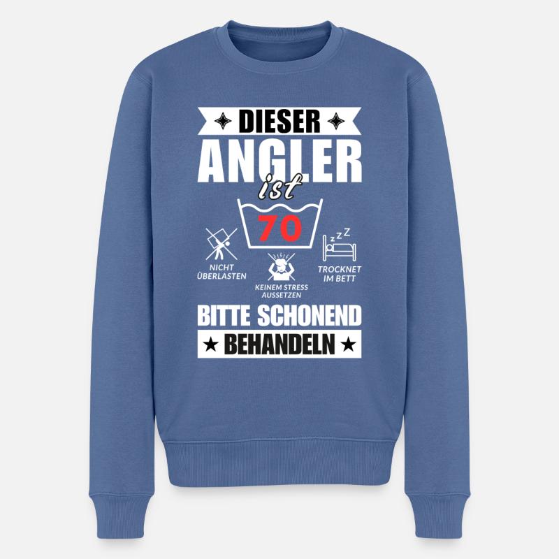 Dieser Angler ist 70. Schonend behandeln - Männer Premium Bio Pullover - Taubenblau