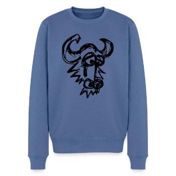 GNU 002 - Men's Premium Organic Jumper - stone blue - Front - Nico (187cm)