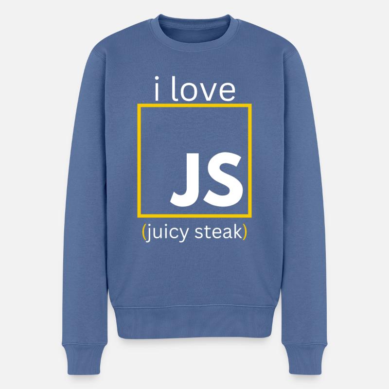 JavaScript web developer funny programming - Men's Premium Organic Jumper - stone blue