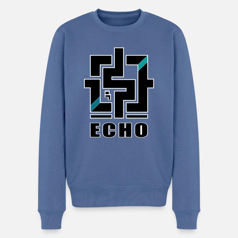 Échos géométriques - Pull Premium bio Homme - bleu pigeon