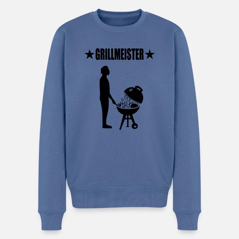 BBQ - Männer Premium Bio Pullover - Taubenblau