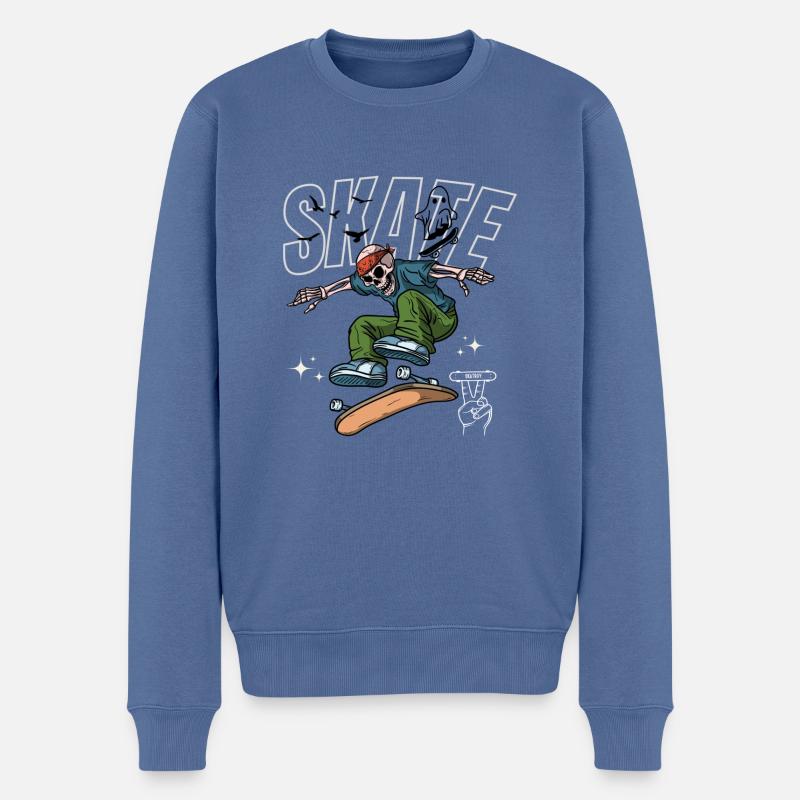 Skateboard - Pull Premium bio Homme - bleu pigeon