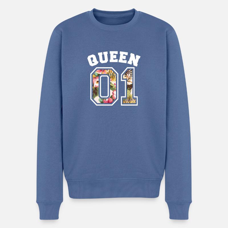 Queen 01 - Männer Premium Bio Pullover - Taubenblau