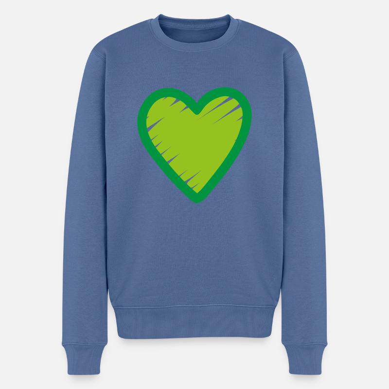 Grünes Herz Icon - Männer Premium Bio Pullover - Taubenblau