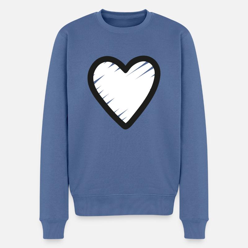 Herz Icon Zeichen - Männer Premium Bio Pullover - Taubenblau