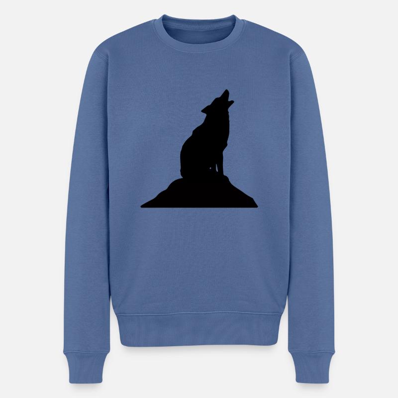 Wolf Werwolf Silhouette - Männer Premium Bio Pullover - Taubenblau