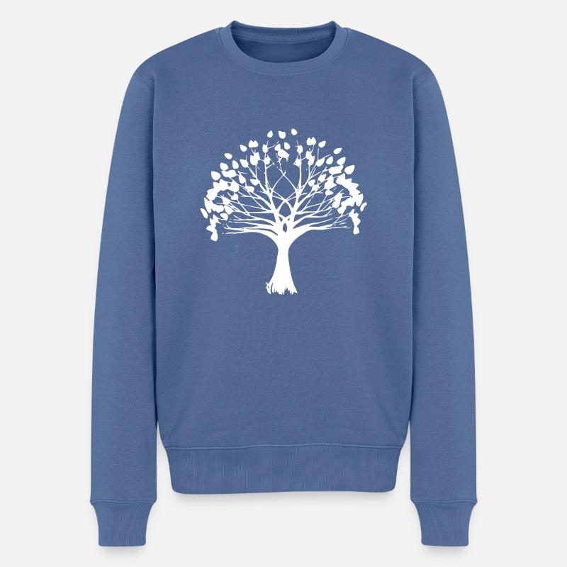 L’arbre blanc - Pull Premium bio Homme - bleu pigeon
