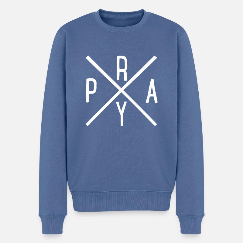 prayhipsterkreuzw - Pull Premium bio Homme - bleu pigeon