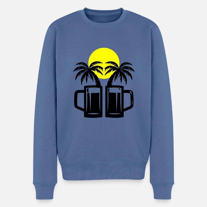 Bier Urlaub Palmen - Männer Premium Bio Pullover - Taubenblau