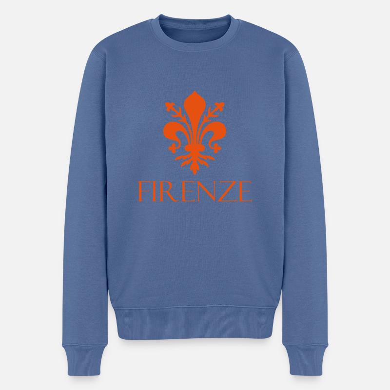 firenze fleur de lys - Pull Premium bio Homme - bleu pigeon
