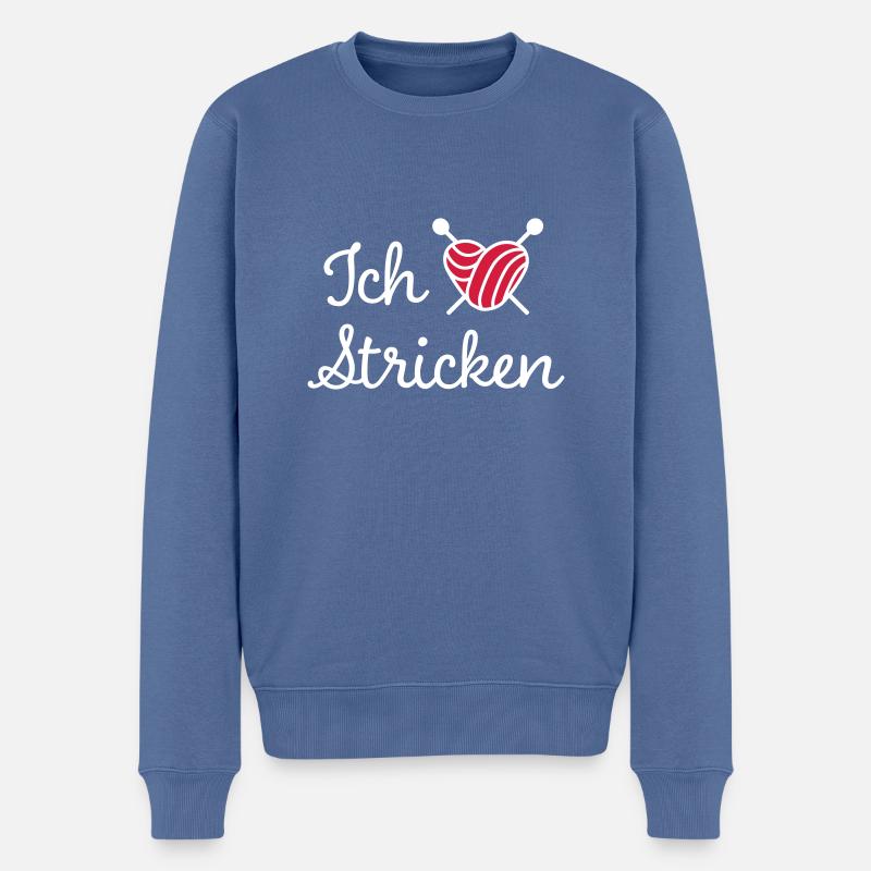 stricken - Männer Premium Bio Pullover - Taubenblau