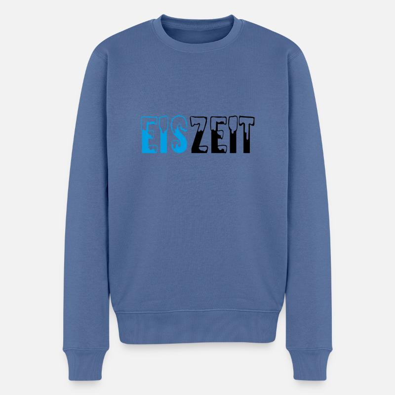 Eiszeit Schriftzug - Männer Premium Bio Pullover - Taubenblau
