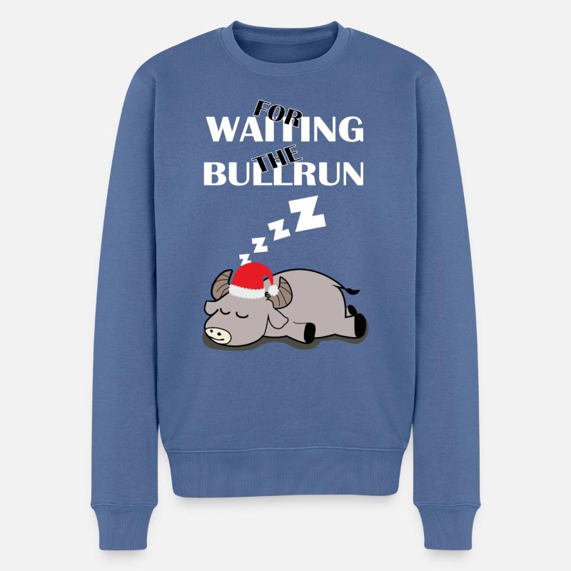 Warten auf das Bullrun-Weihnachtsgeschenk - Männer Premium Bio Pullover - Taubenblau