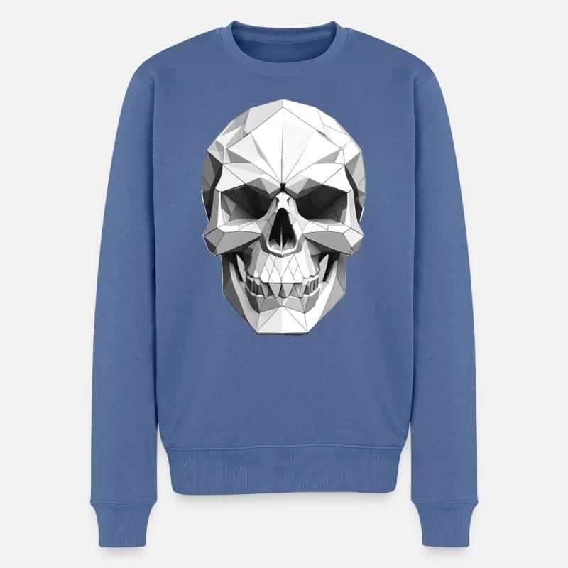 Schädel - Low Poly Design - Männer Premium Bio Pullover - Taubenblau