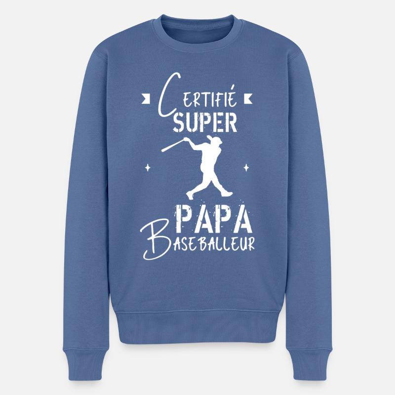 Super papa baseballeur - Pull Premium bio Homme - bleu pigeon