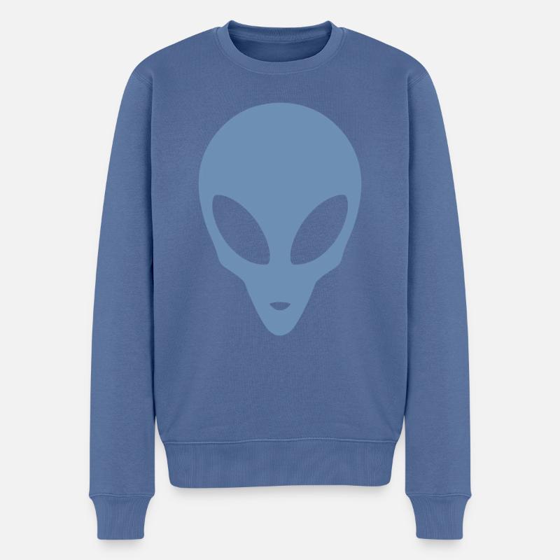 Silhouette eines Alienkopfes - Männer Premium Bio Pullover - Taubenblau